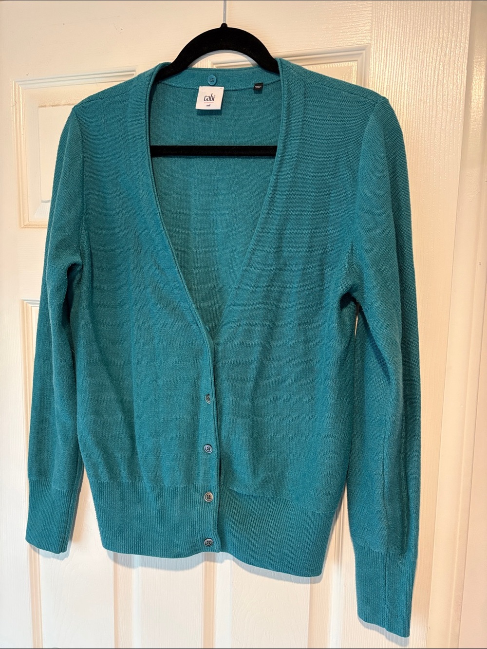 CAbi Teal Button-Front V-Neck Cardigan